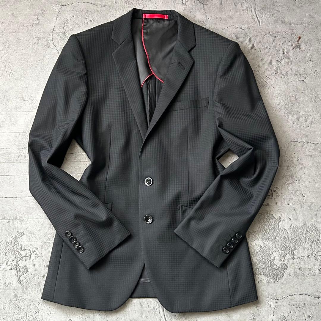 未使用級 リスペクトネロ 最高級ライン シャドウチェック 3ピース スーツ 濃紺