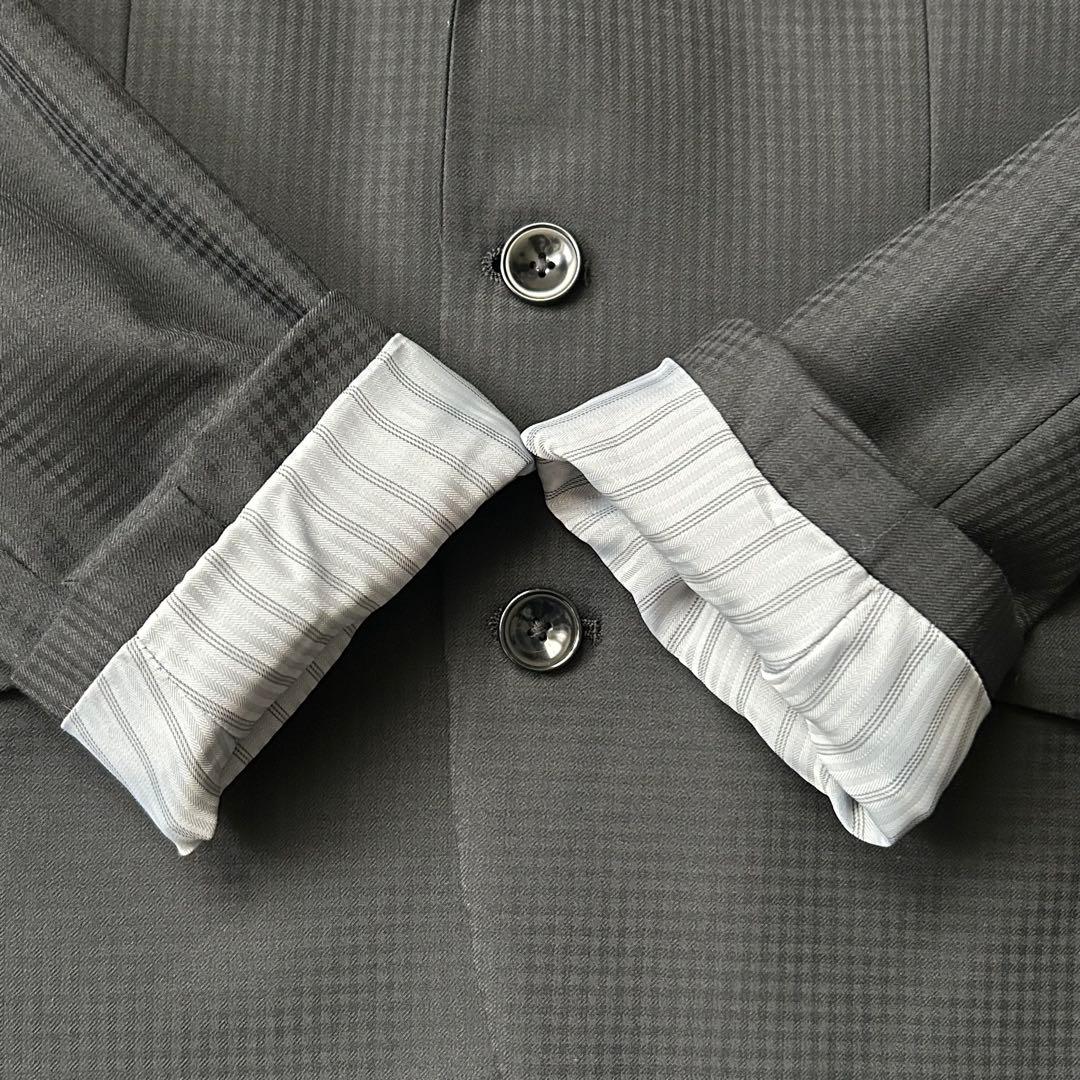 未使用級 リスペクトネロ 最高級ライン シャドウチェック 3ピース スーツ 濃紺