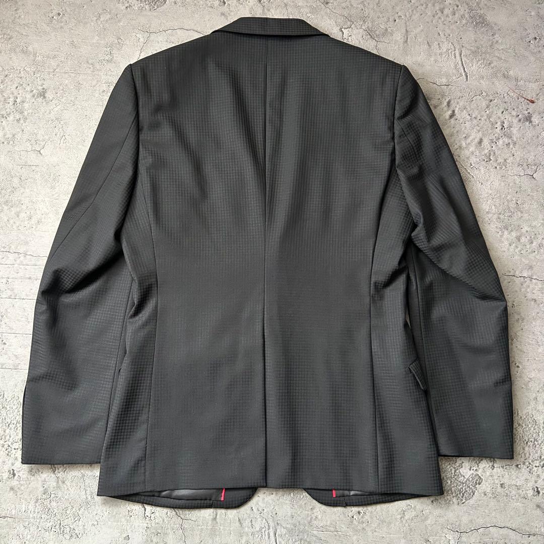 未使用級 リスペクトネロ 最高級ライン シャドウチェック 3ピース スーツ 濃紺