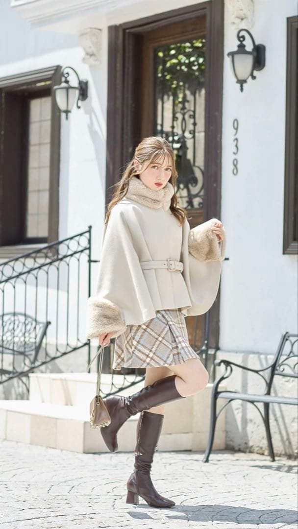 tocco closet ２ＷＡＹファー＆ベルト付きケープライクコート