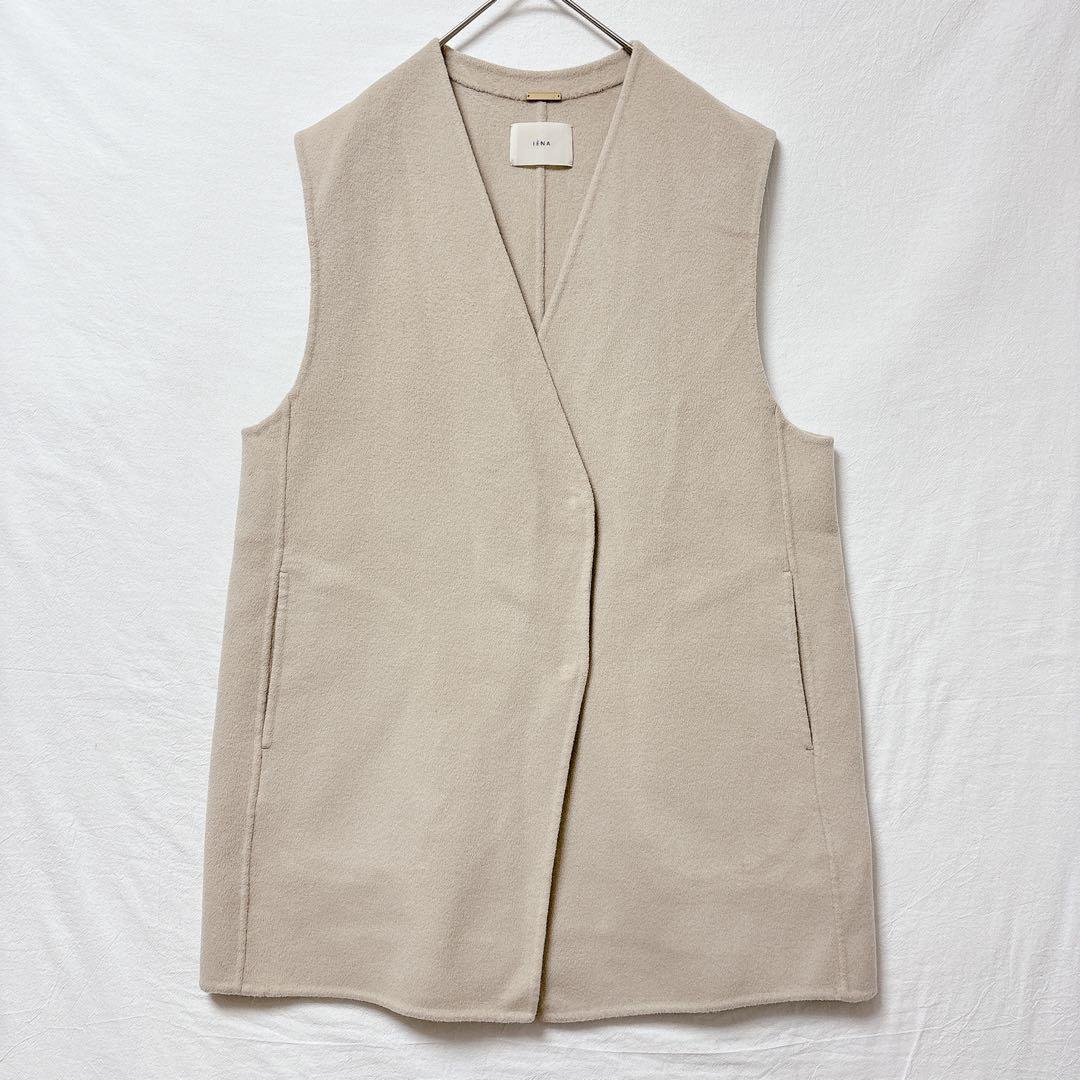 イエナ◆ジレ ベスト ベージュ ウール100％ Vネック レイヤード 大人女子