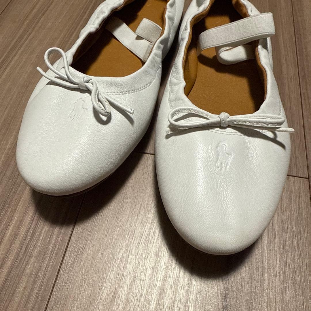 ホワイトバレエシューズ レザー製