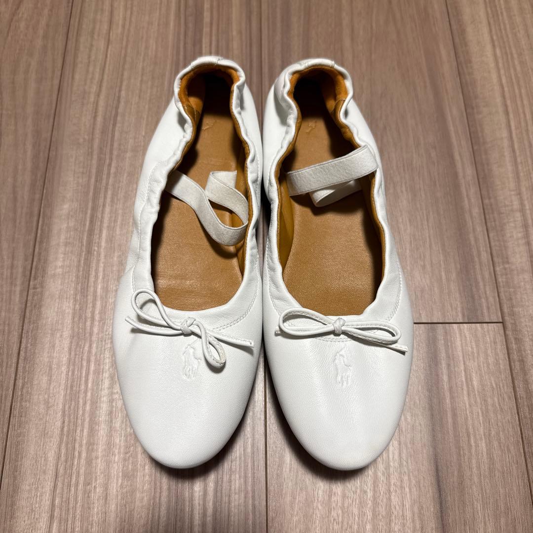 ホワイトバレエシューズ レザー製