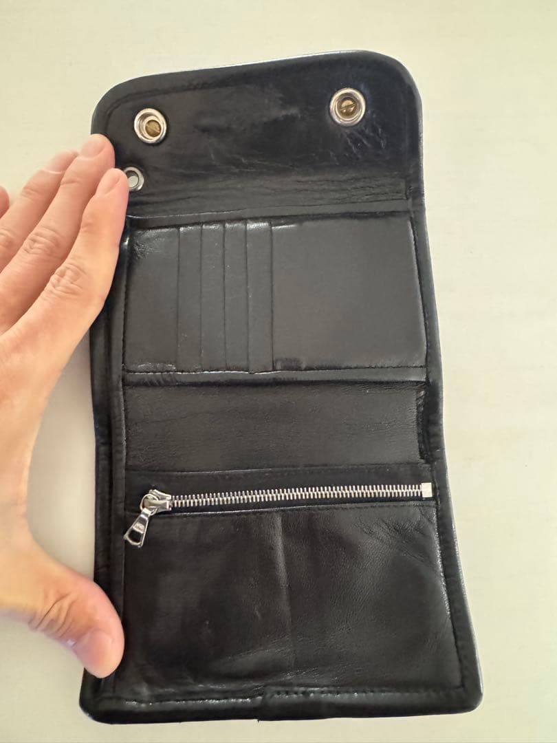 ビルウォールレザー　シャークレザー　ミディアムウォレット ブラック/シルバー