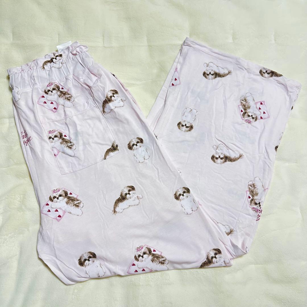 新品　ジェラートピケ　シーズー　犬　セットアップ　パジャマ　ルームウェア　ピンク