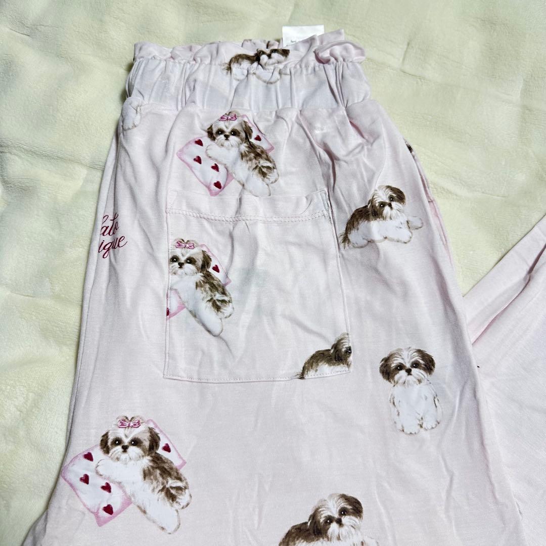 新品　ジェラートピケ　シーズー　犬　セットアップ　パジャマ　ルームウェア　ピンク