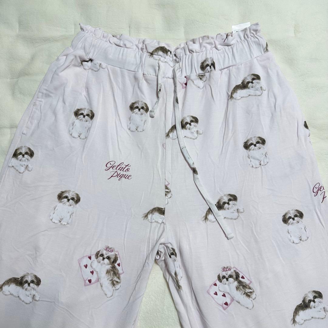 新品　ジェラートピケ　シーズー　犬　セットアップ　パジャマ　ルームウェア　ピンク