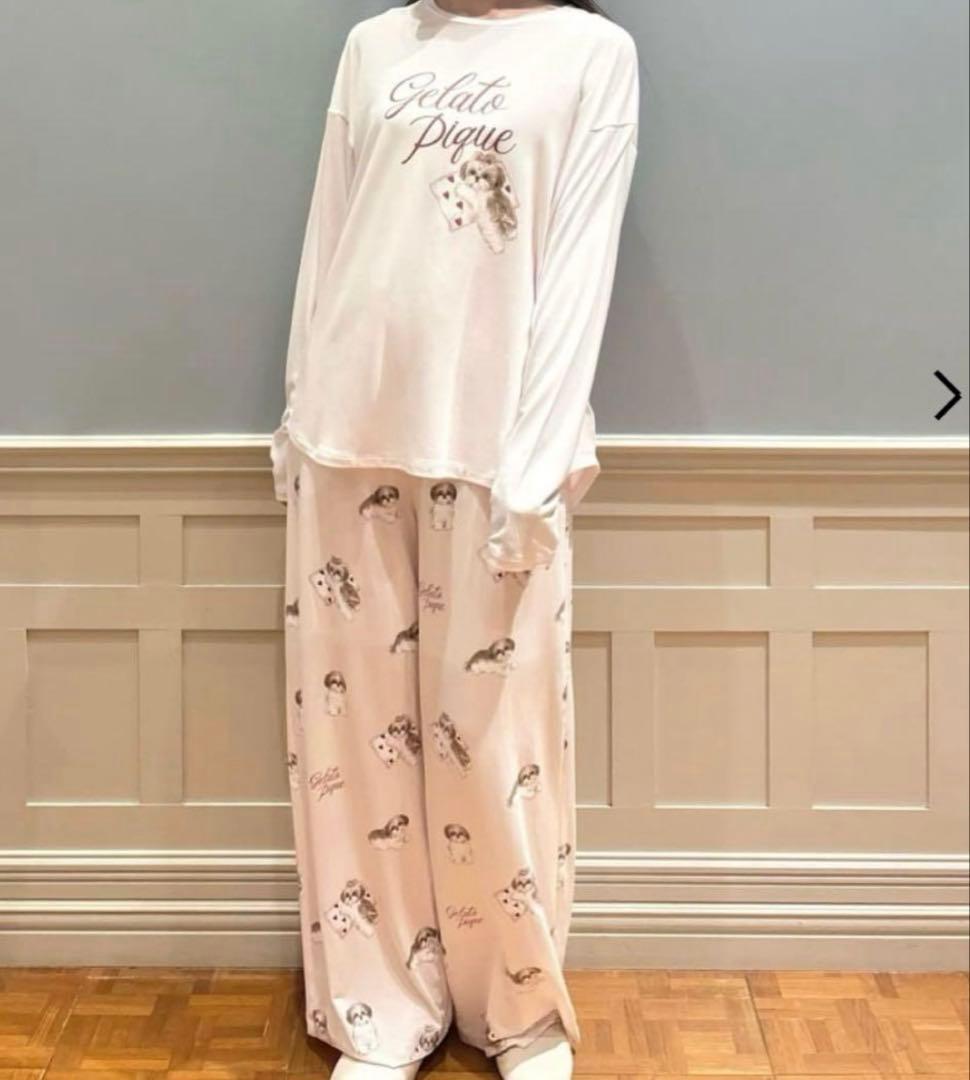 新品　ジェラートピケ　シーズー　犬　セットアップ　パジャマ　ルームウェア　ピンク