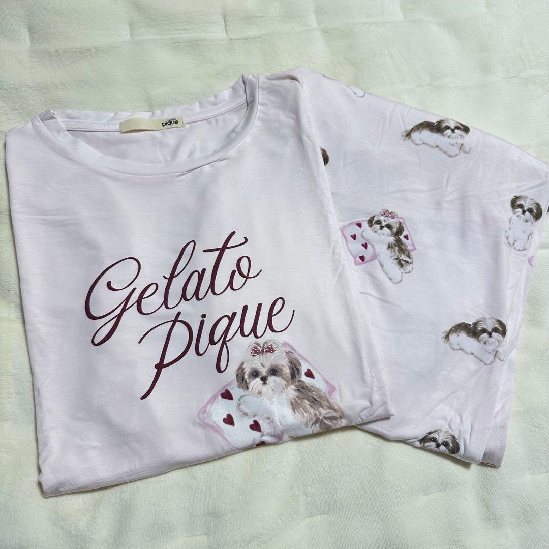 新品　ジェラートピケ　シーズー　犬　セットアップ　パジャマ　ルームウェア　ピンク