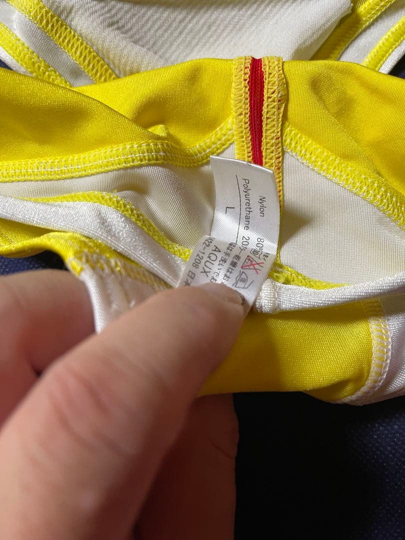競パン　AQUX イエロー Lifeguard 競泳水着 L