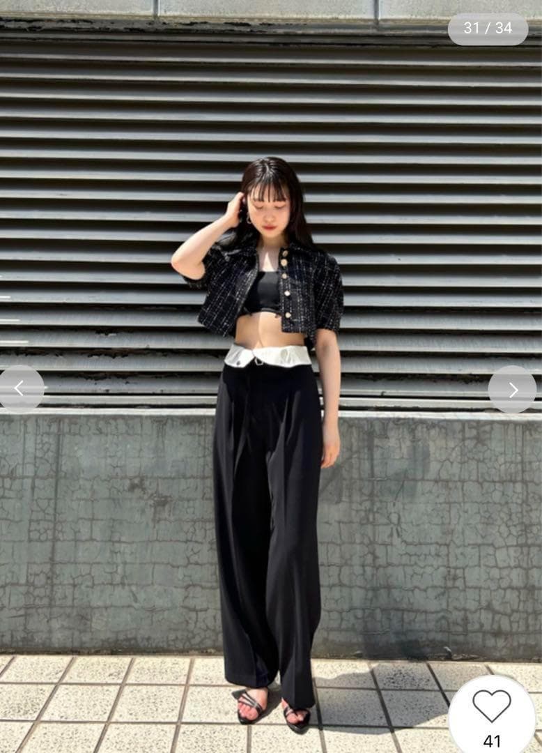 【新品未使用タグ付き】リリーブラウン 折り返しハイウエストパンツ ブラック