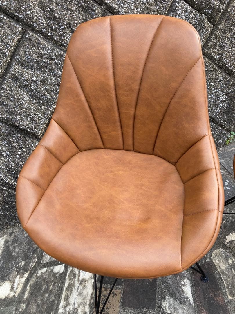 タンスのゲン回転式 ダイニングチェア 肘付 座面高45cm ブラウン　2脚セット