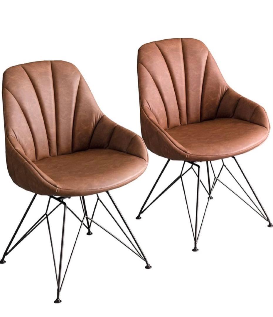 タンスのゲン回転式 ダイニングチェア 肘付 座面高45cm ブラウン　2脚セット