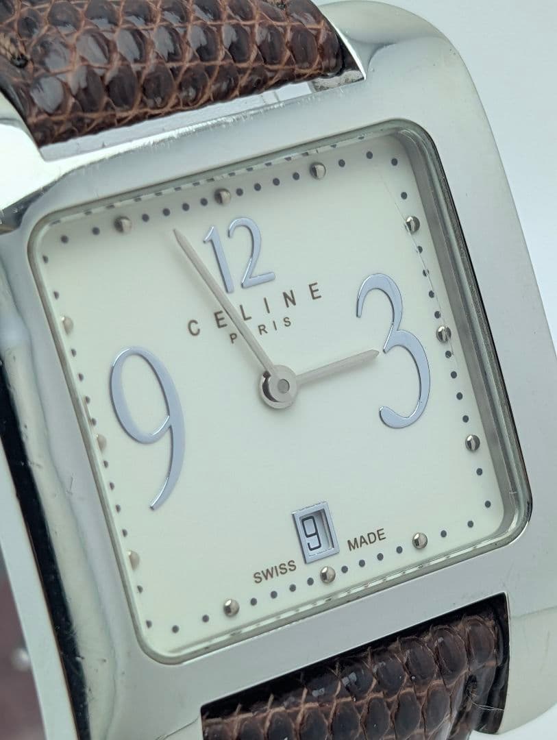 CELINE セリーヌ キャレカフ レディース腕時計 スクエア 稼働品