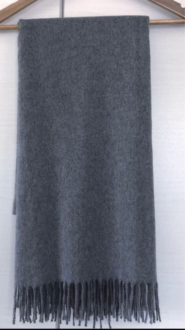 204×103 CERVINO カシミヤストール 大判　グレー セルビノ