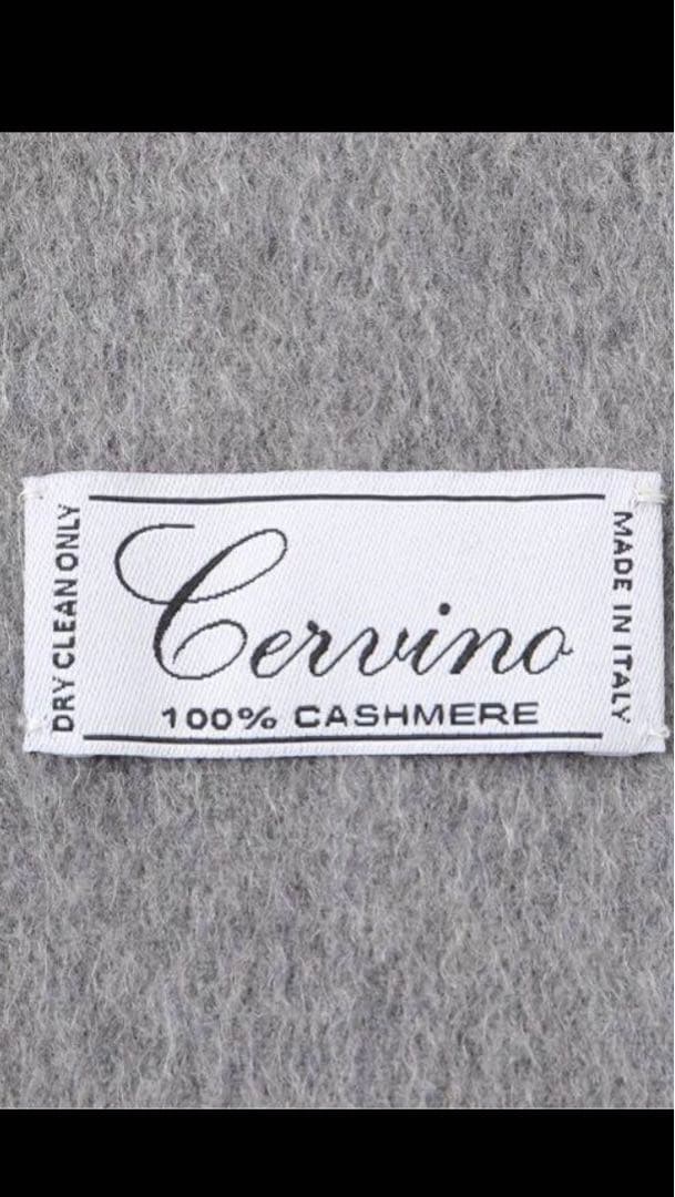 204×103 CERVINO カシミヤストール 大判　グレー セルビノ