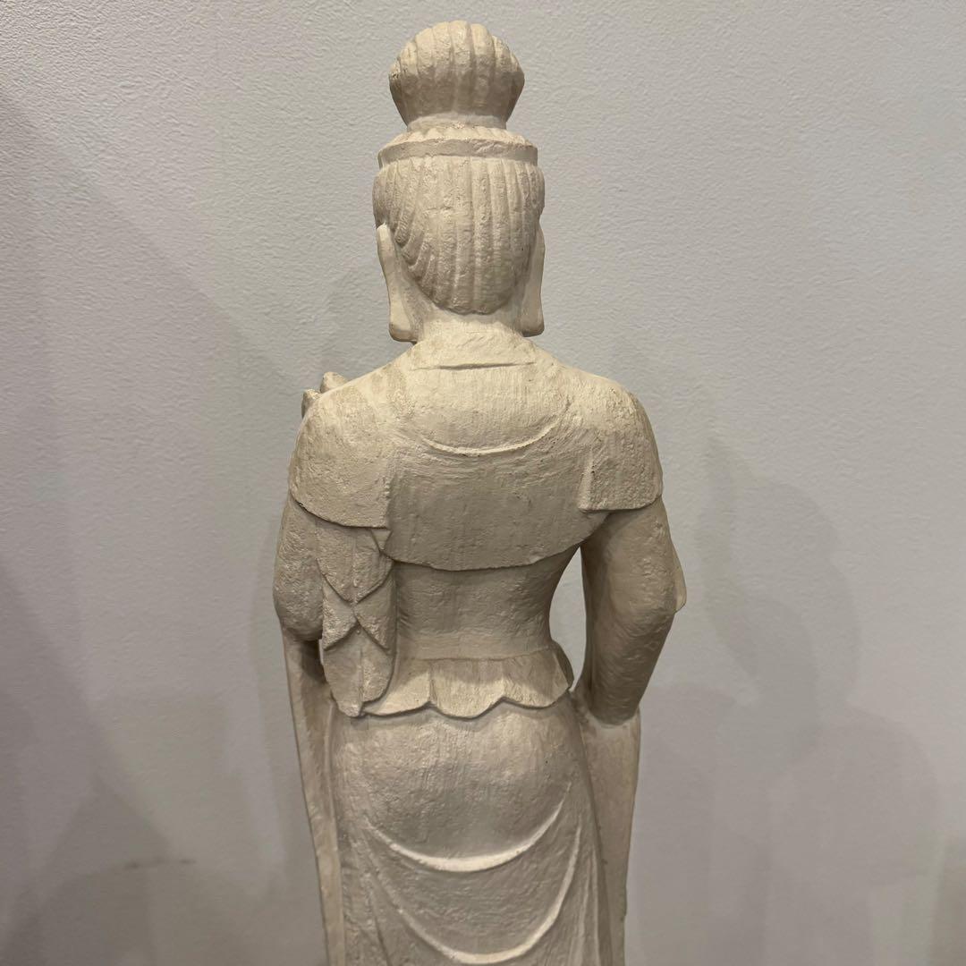 聖観音菩薩立像 石像 台座付 大型サイズ(高さ74cm)