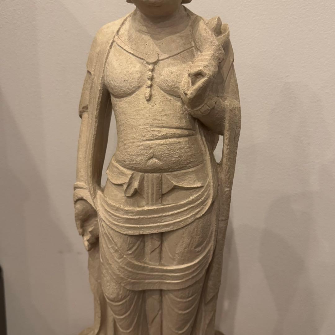 聖観音菩薩立像 石像 台座付 大型サイズ(高さ74cm)