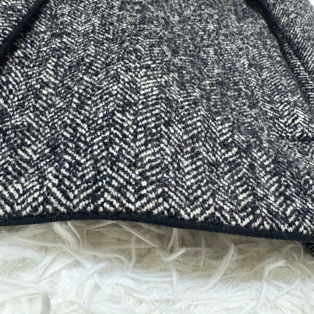 【希少✨】サリースコット　ノーカラー　ジャケット　ヘリンボーン　パイピング　9号