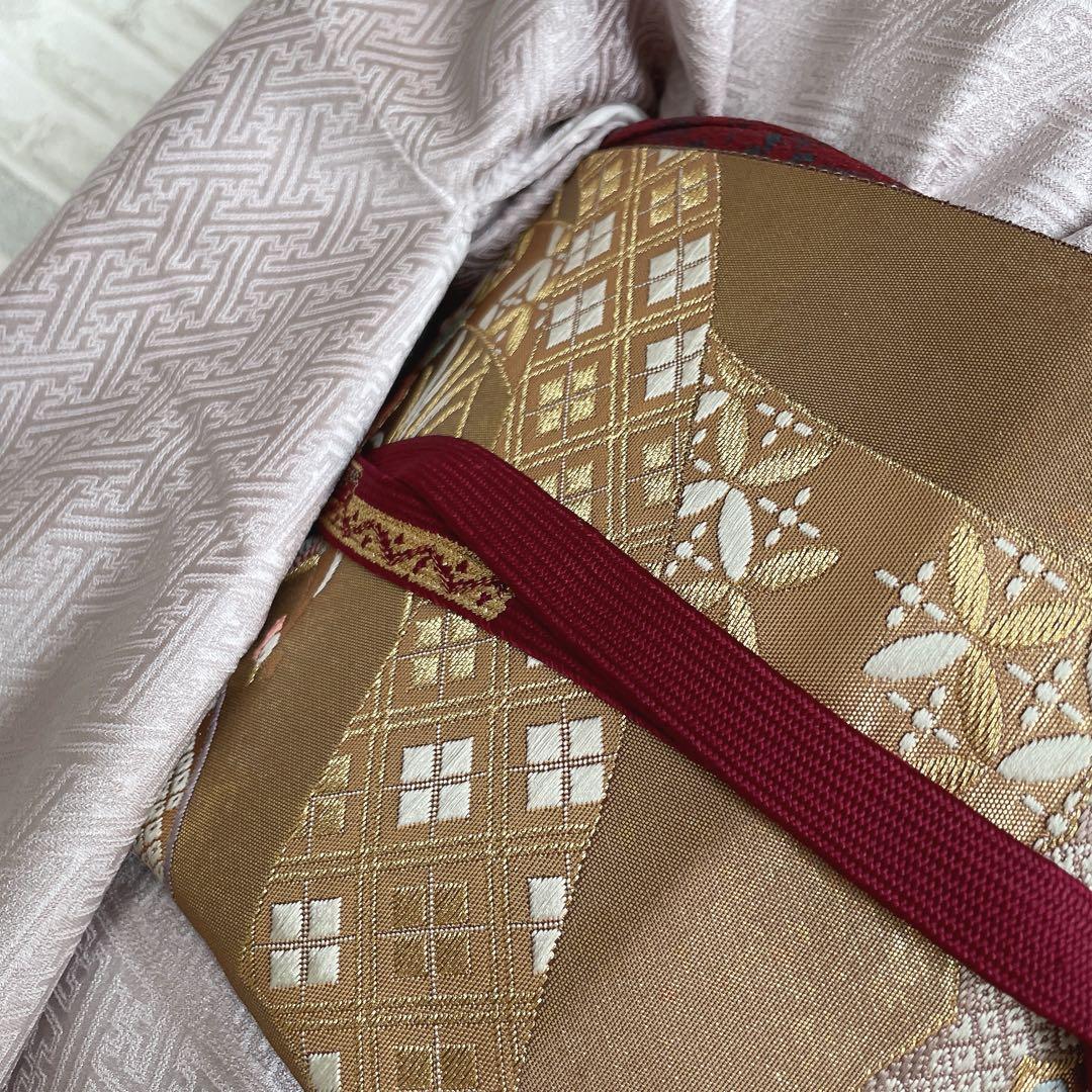 訪問着　フルセット　亀甲紋様　汕頭刺繍　鹿の子絞り　紗綾形地紋　入学式　H8