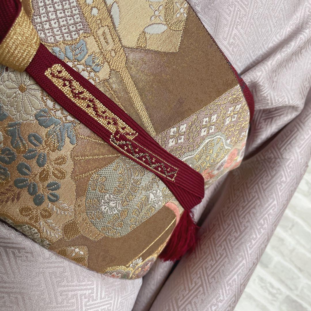 訪問着　フルセット　亀甲紋様　汕頭刺繍　鹿の子絞り　紗綾形地紋　入学式　H8