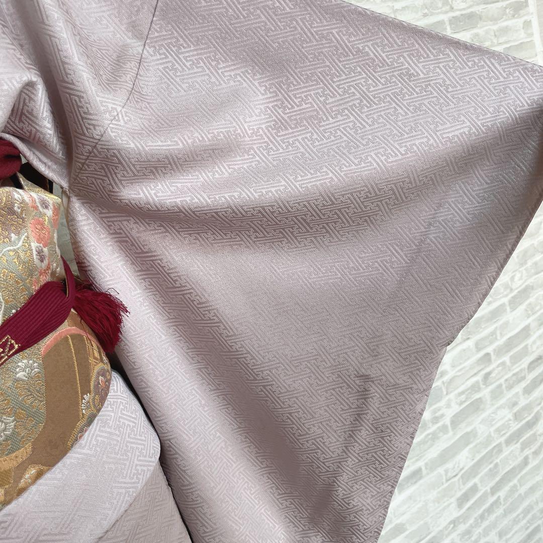 訪問着　フルセット　亀甲紋様　汕頭刺繍　鹿の子絞り　紗綾形地紋　入学式　H8