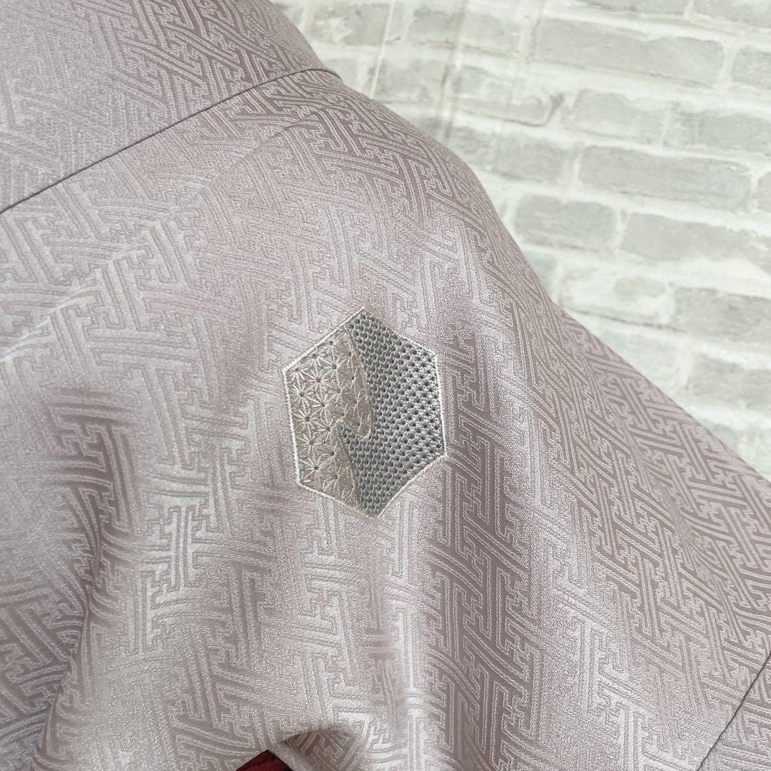 訪問着　フルセット　亀甲紋様　汕頭刺繍　鹿の子絞り　紗綾形地紋　入学式　H8