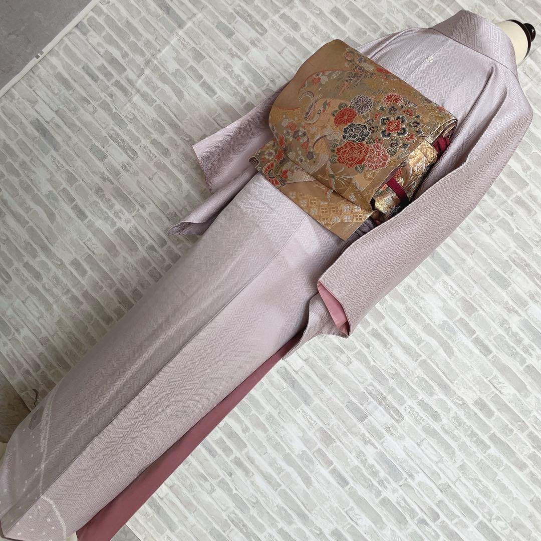 訪問着　フルセット　亀甲紋様　汕頭刺繍　鹿の子絞り　紗綾形地紋　入学式　H8