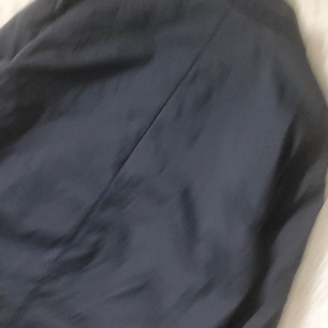 極美品 ヘルノ 中綿入りナイロンコート ステンカラー ミドル丈 ネイビー L