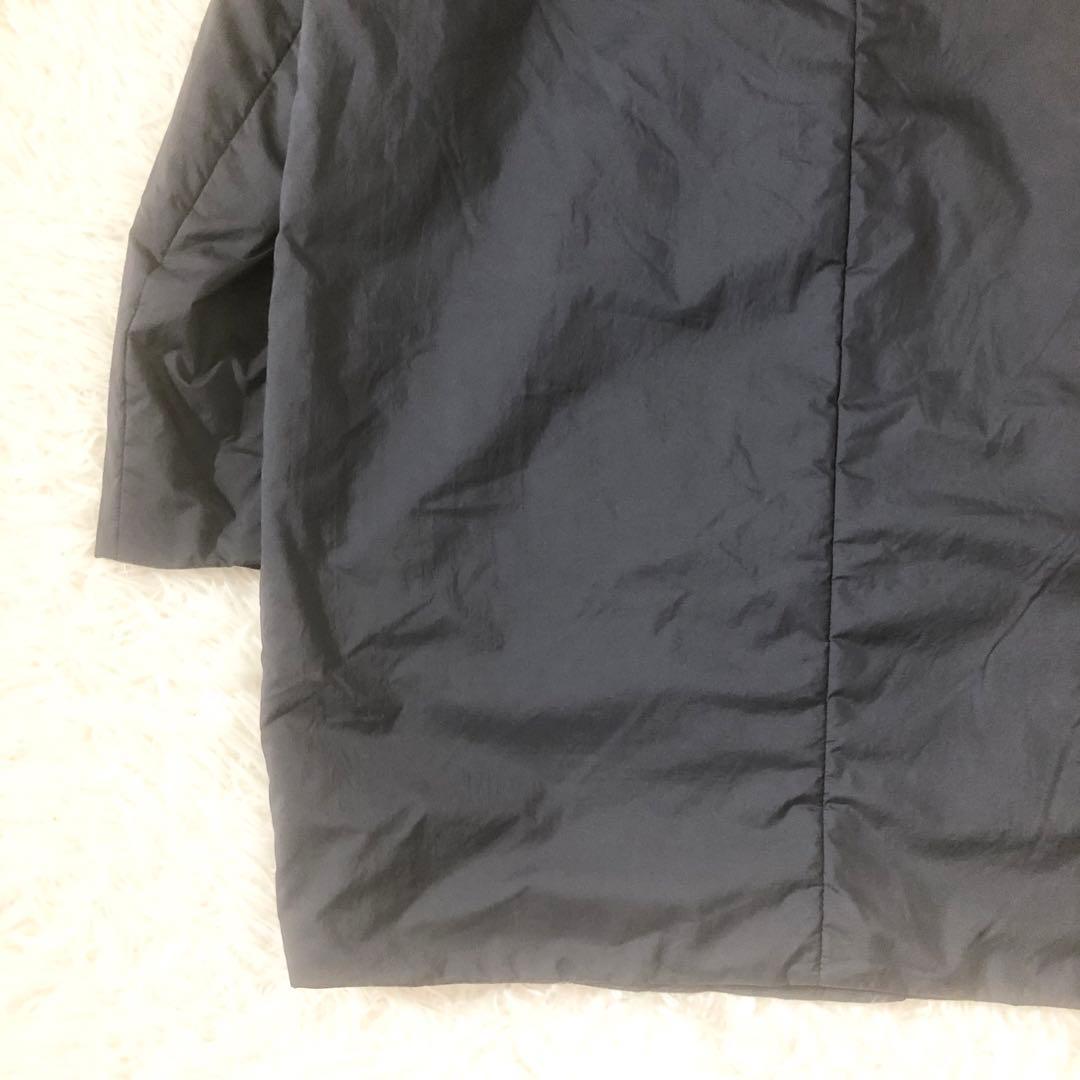 極美品 ヘルノ 中綿入りナイロンコート ステンカラー ミドル丈 ネイビー L