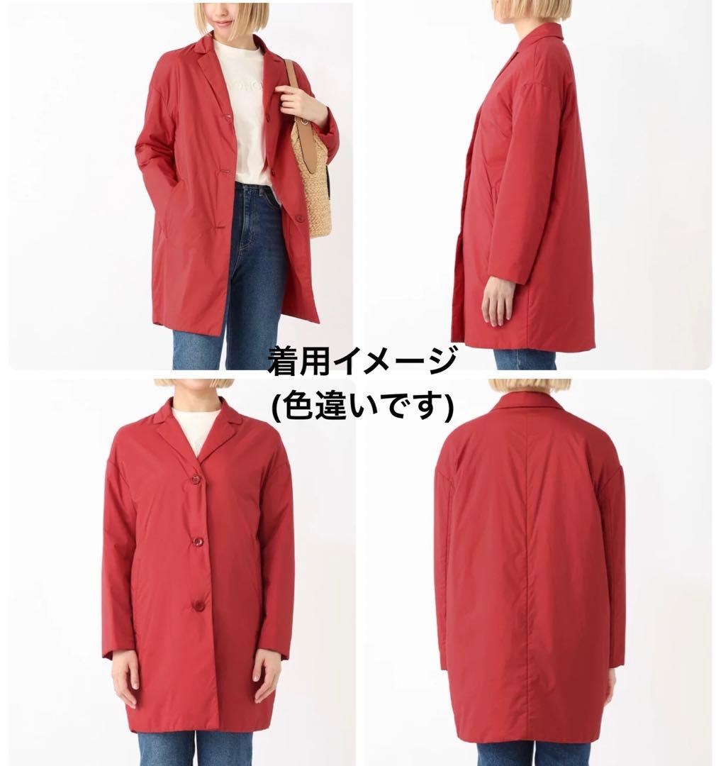 極美品 ヘルノ 中綿入りナイロンコート ステンカラー ミドル丈 ネイビー L