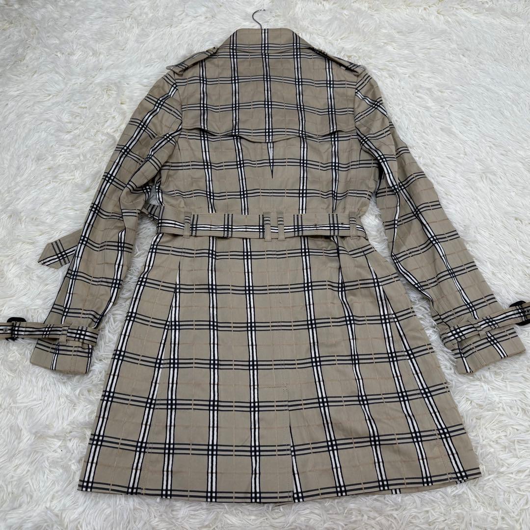 バーバリーロンドン チェック総柄 スプリングコート シルク混 ベルト USA4
