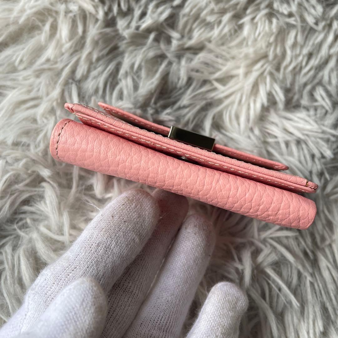 【極美品】ワコウ 三つ折り財布 パステルピンク