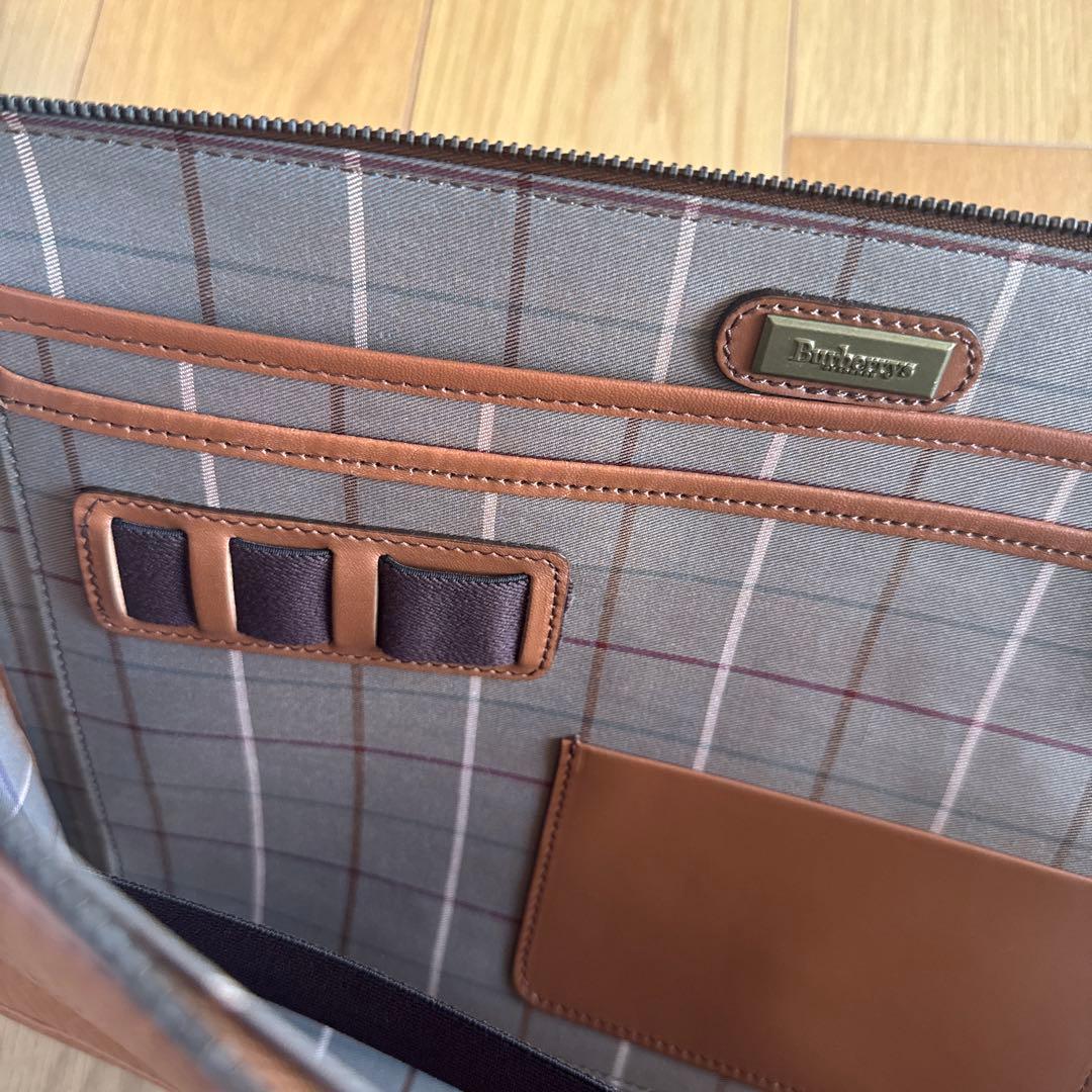 BURBERRY バーバリー ロゴ セカンドバッグ クラッチ レザー ブラウン