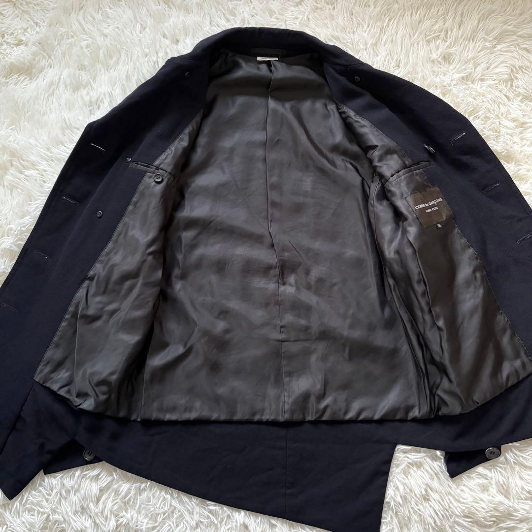 美品 コムデギャルソンオムプリュス 変形Pコート ウール ネイビー