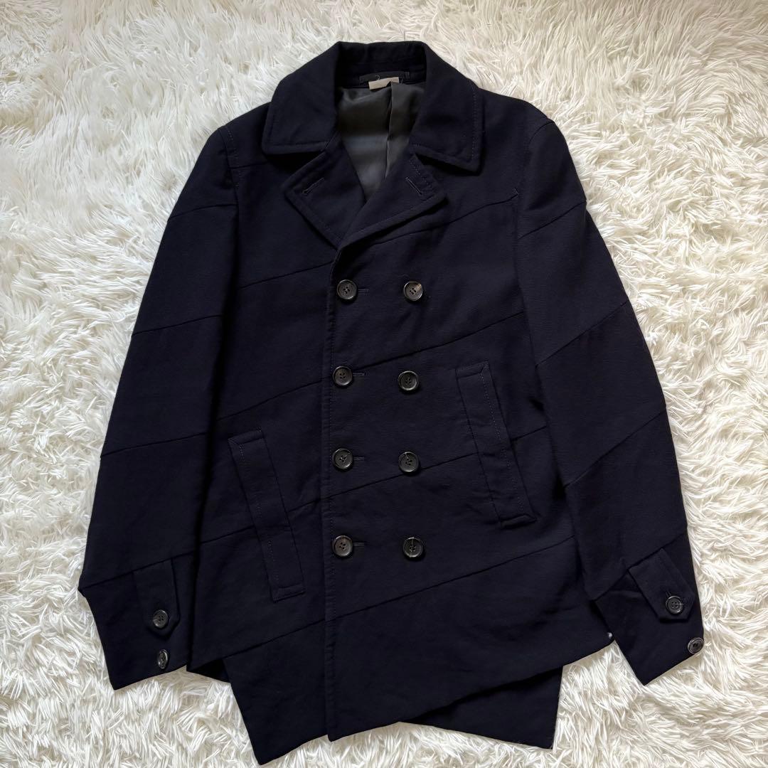 美品 コムデギャルソンオムプリュス 変形Pコート ウール ネイビー
