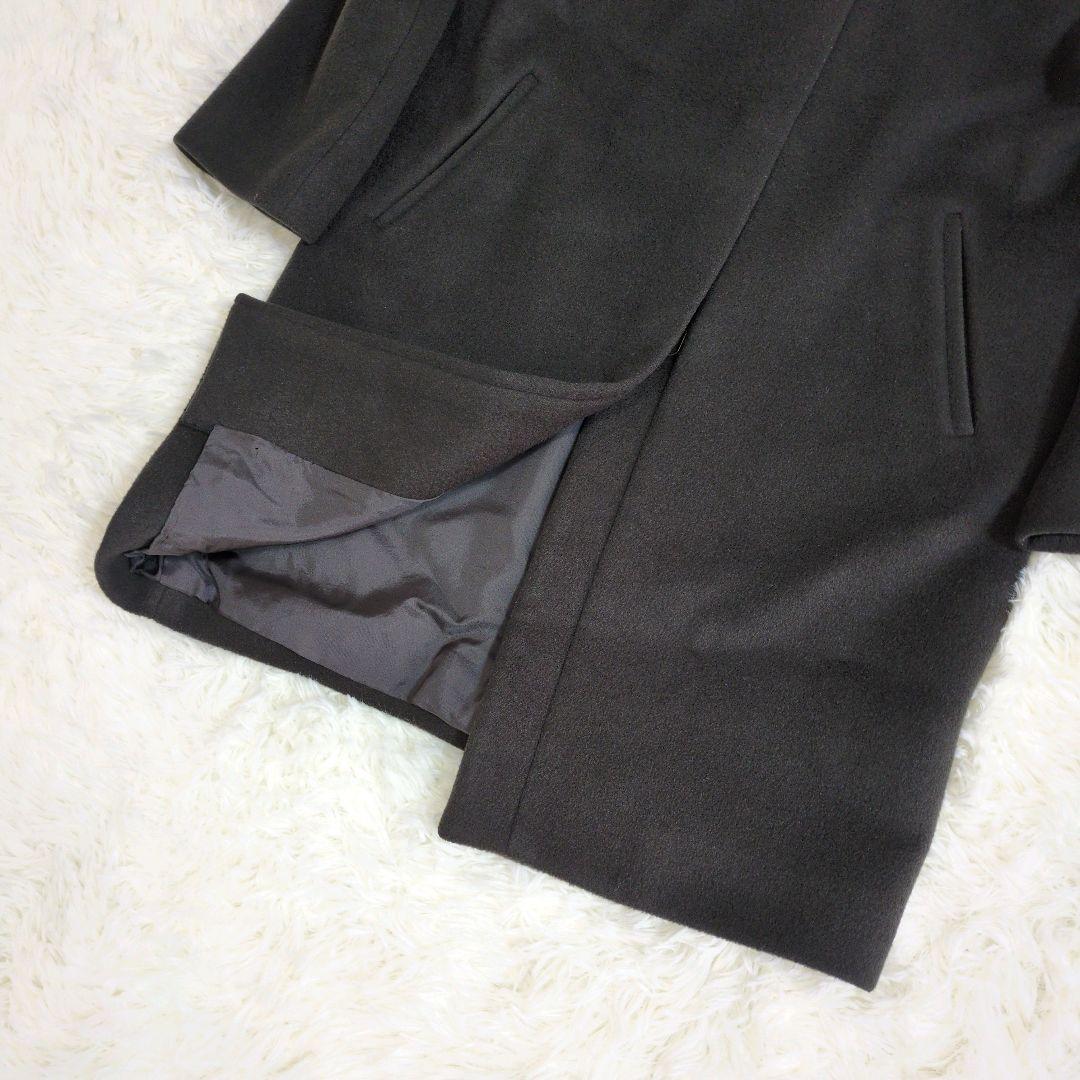 IENA　イエナ　ノーカラー　ロングコート　ラムウール　羊毛　チャコール　グレー