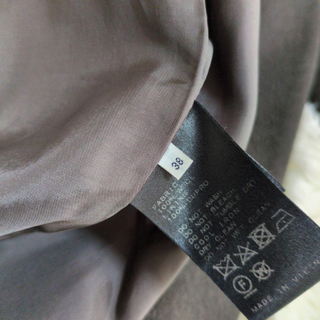 IENA　イエナ　ノーカラー　ロングコート　ラムウール　羊毛　チャコール　グレー