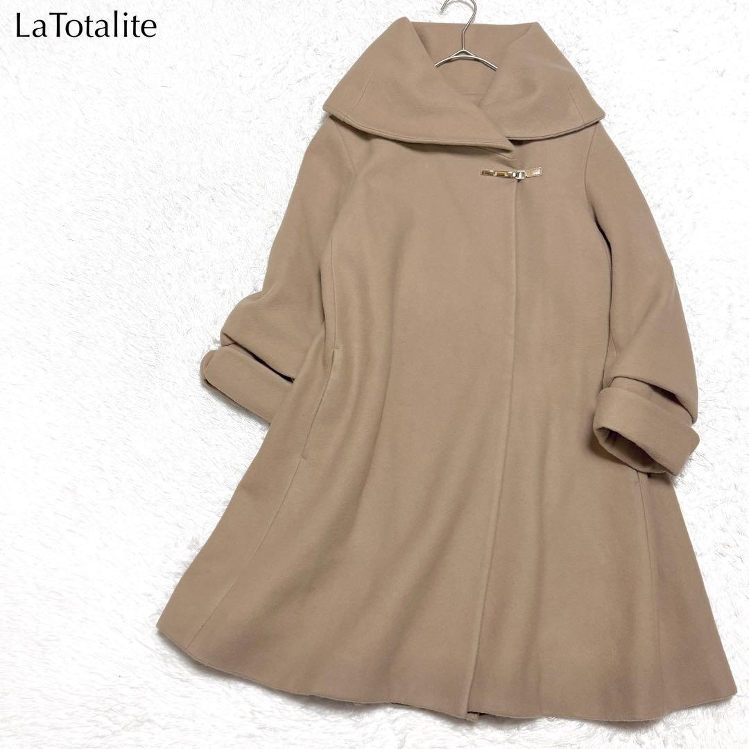 【極美品】ラトータリテ 女優襟 比翼仕立て ウール コート 上品 オフィス