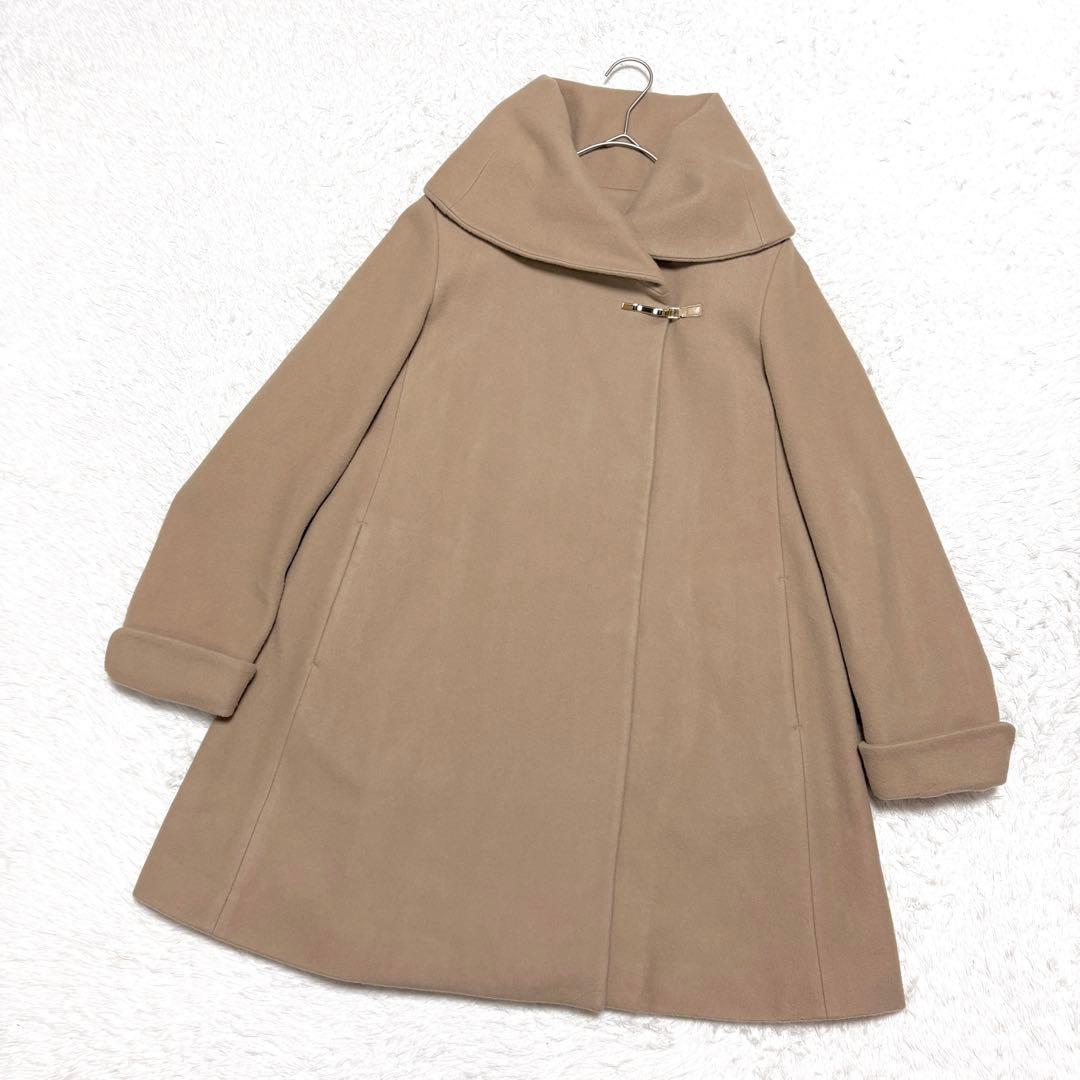 【極美品】ラトータリテ 女優襟 比翼仕立て ウール コート 上品 オフィス