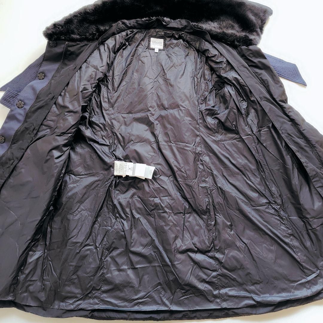 希少 アルマーニ 極暖 ホワイトダックダウンコート ライナー ファー リボン