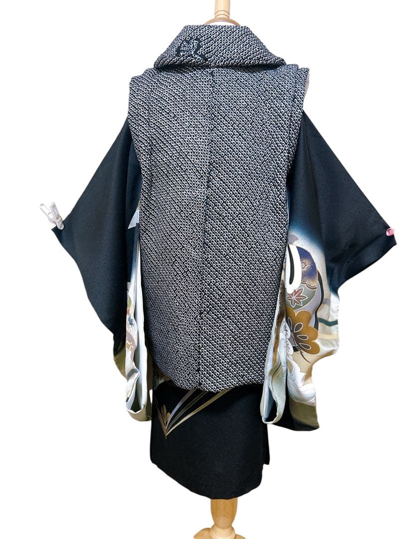 人気!総絞り被布♡七五三　3歳　男の子　フルセット　一式　兜　黒系