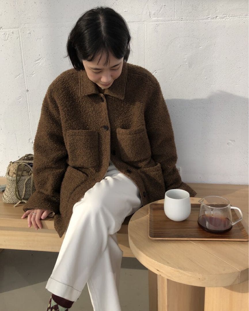 定価37000円 韓国 WLL ウールジャケット ブラウン