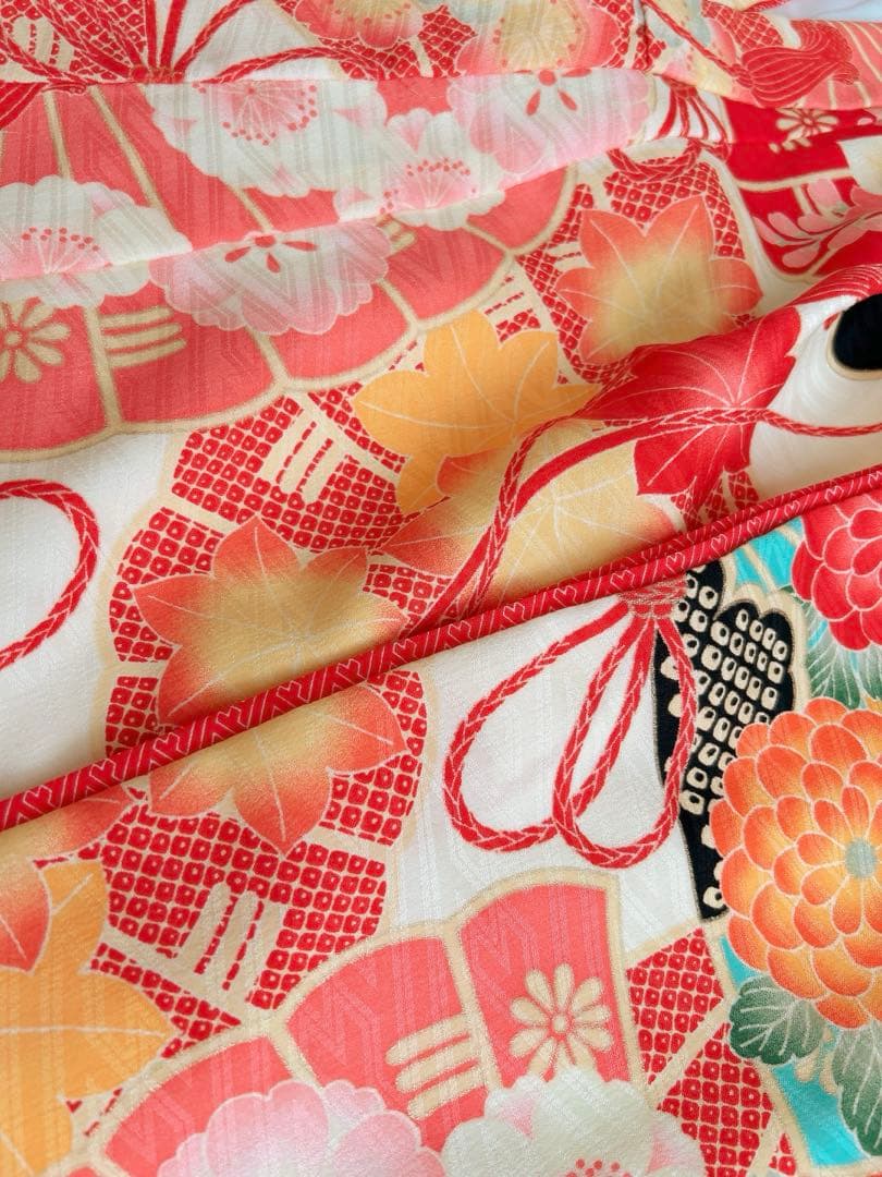 七五三 3歳着物 被布セット 化繊 レトロ調