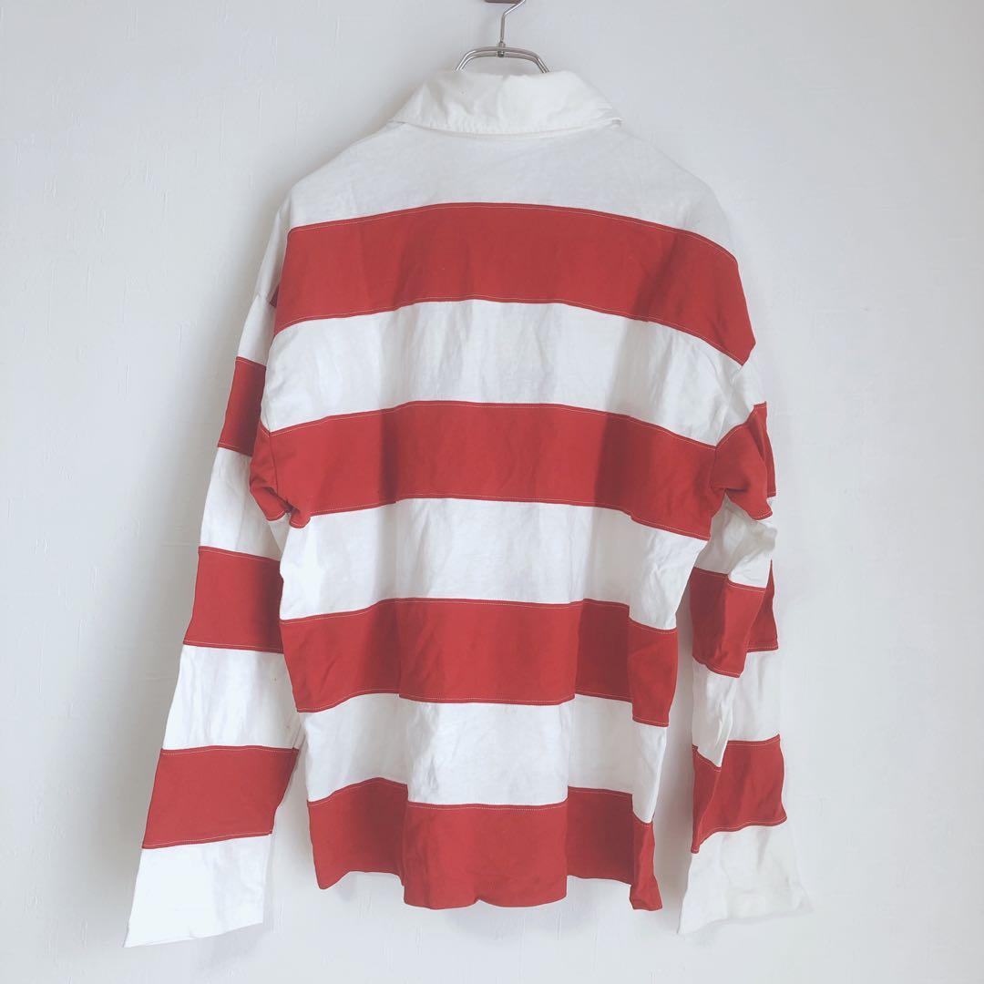 アミアレクサンドルマテュッシ　長袖トップス　長袖ポロシャツ　ボーダー　レッド　L