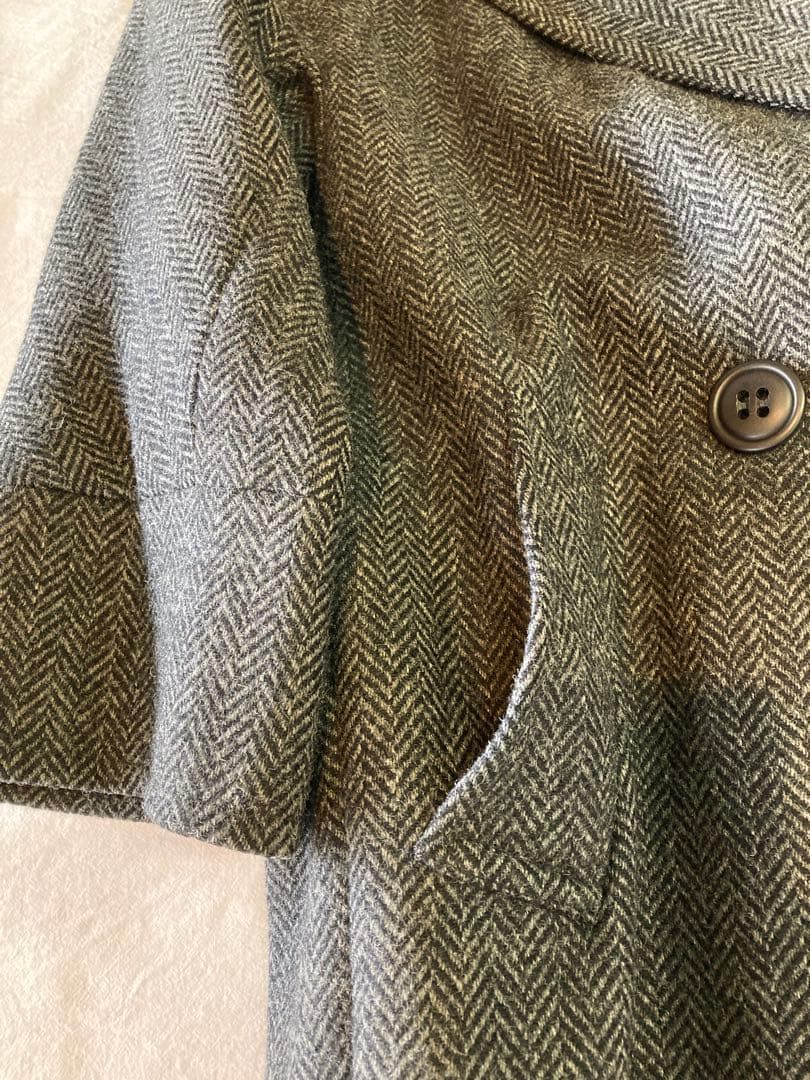 ヘリンボーン柄のマキシ丈チェスターオーバーサイズコート 5.5万