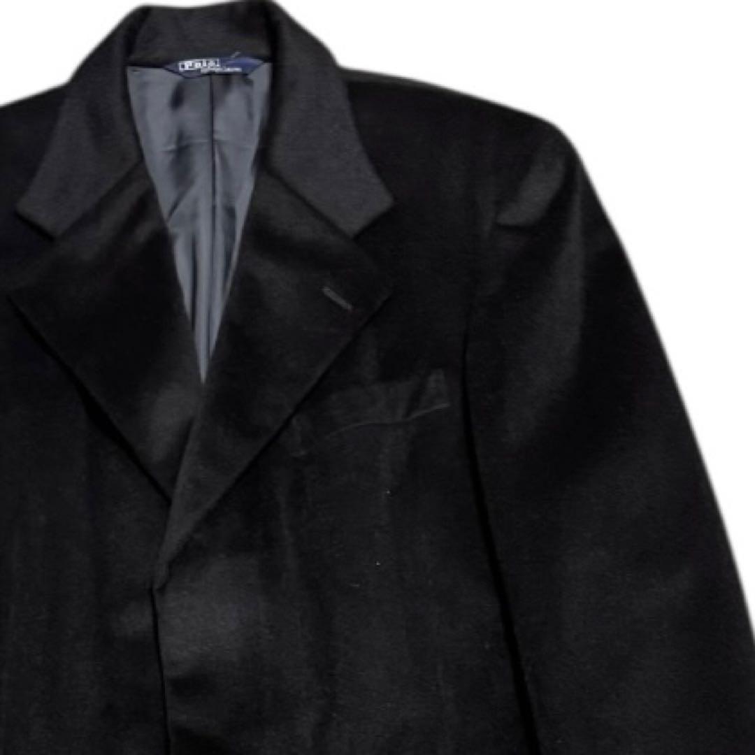 美品 ポロバイラルフローレン 90s 比翼 ウール チェスターコート ブラック