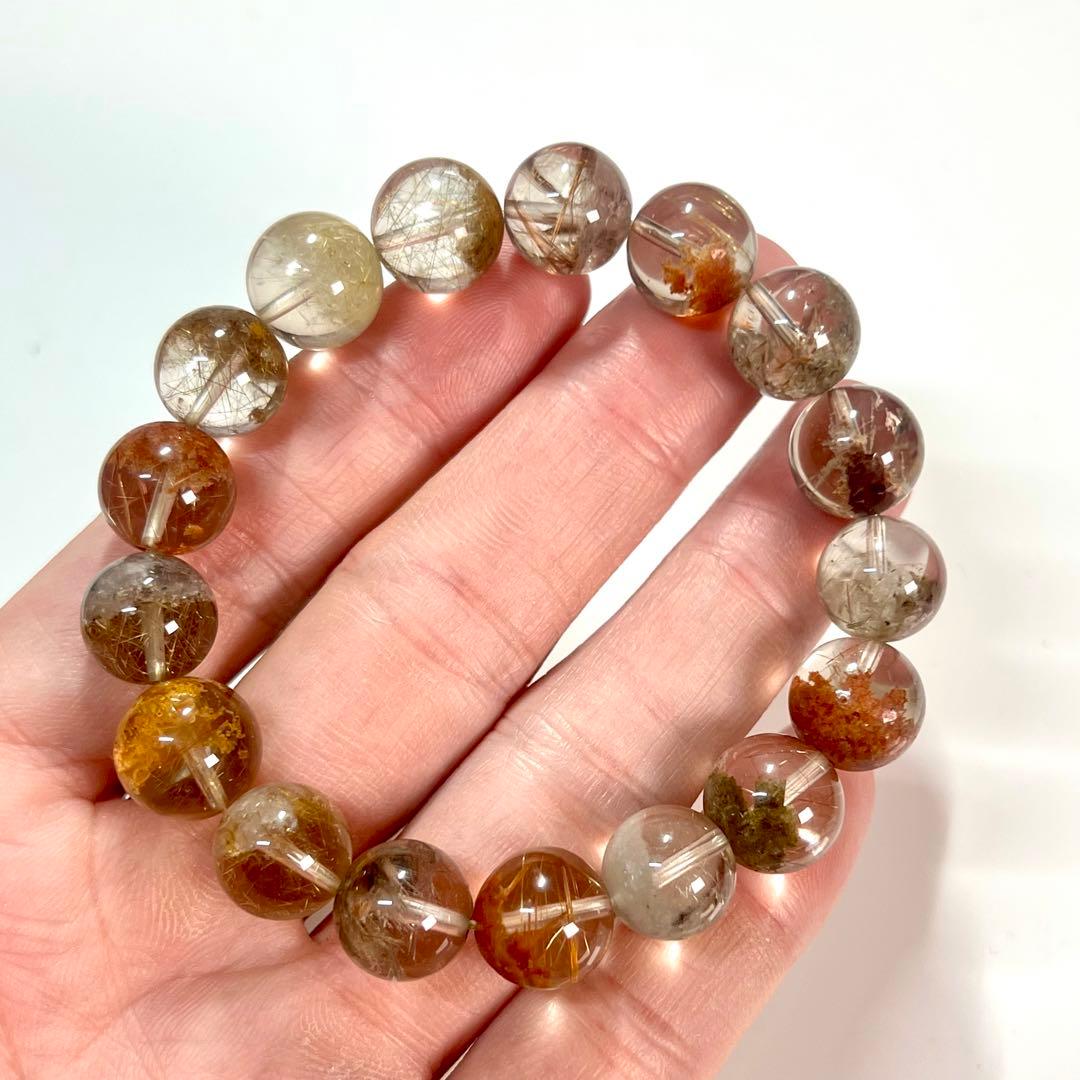 激レア　ガーデンクォーツ&ルチルクォーツ共生ブレスレット　4