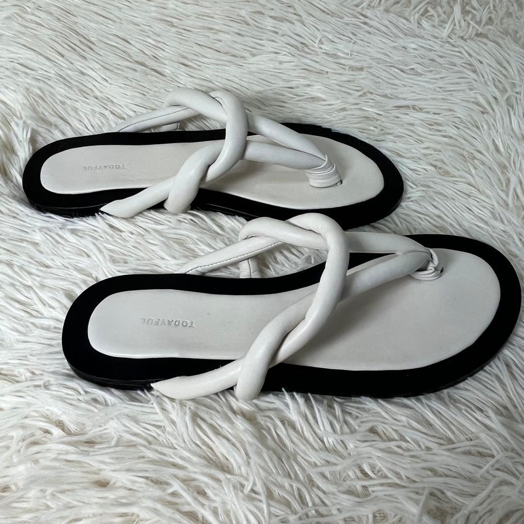 TODAYFUL トングスライドサンダル 38 白 黒