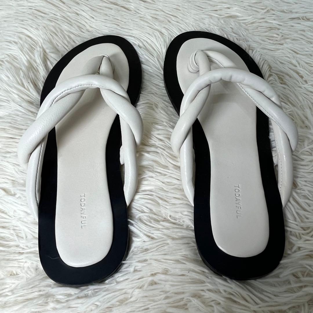 TODAYFUL トングスライドサンダル 38 白 黒